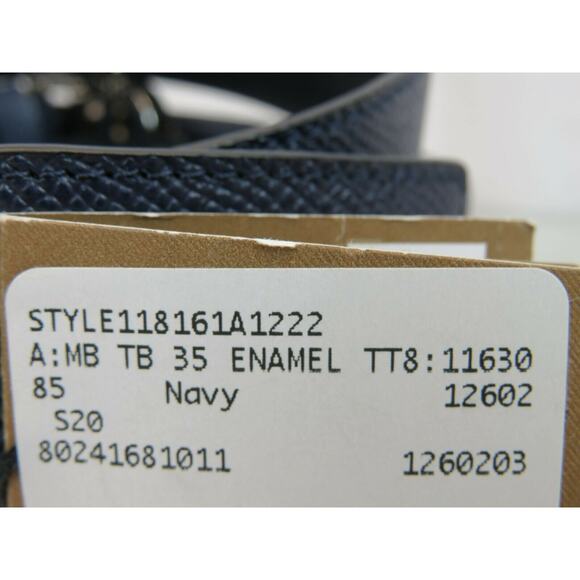 NWT BURBERRY TB 35 GRAIN NAVY BLUE LEATHER ENAMEL BUCKLE LOGO BELT 95 /38 ITALY - Picture 9 of 9